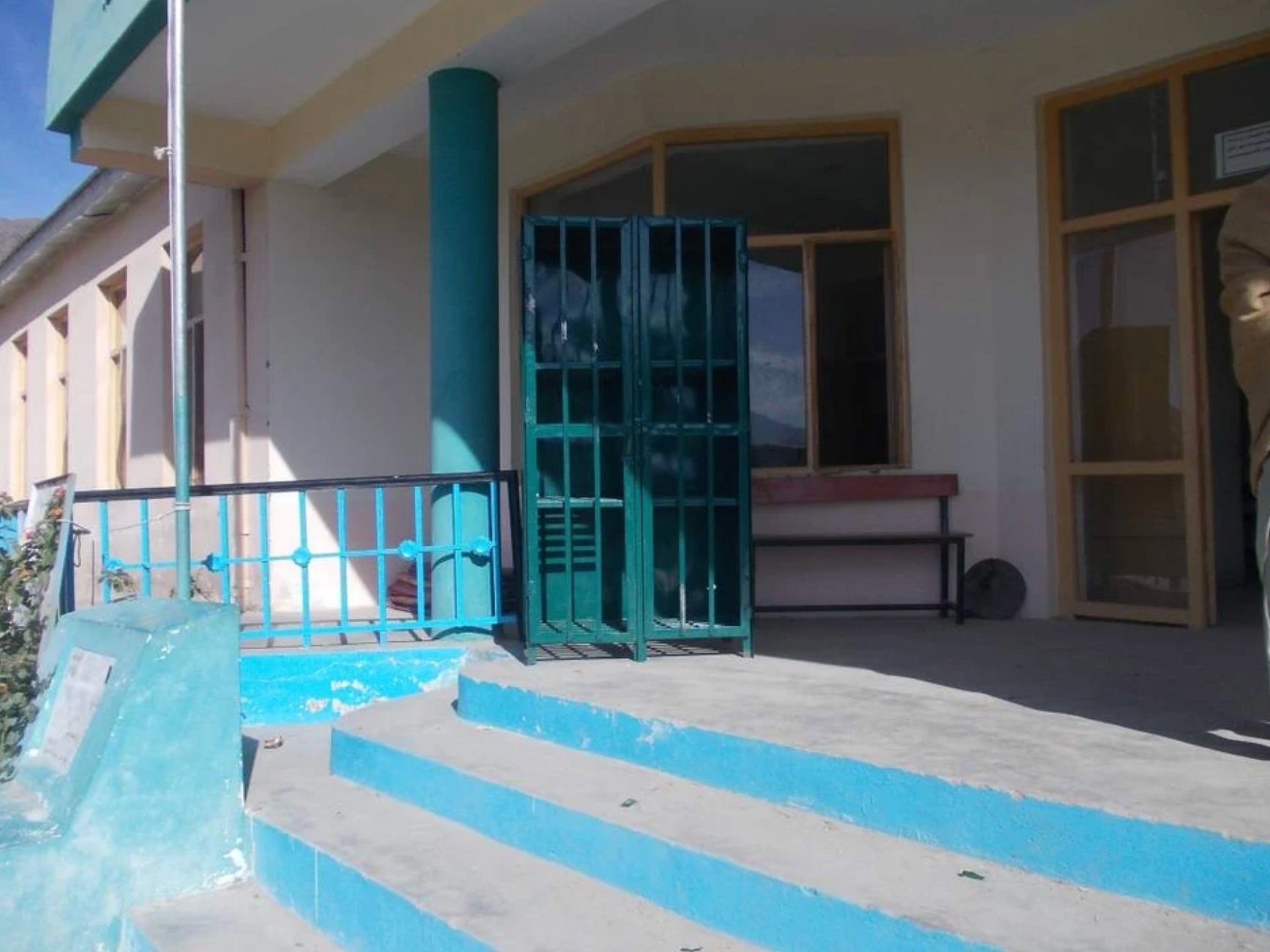 School entrance with painted steps in Khas Kunar